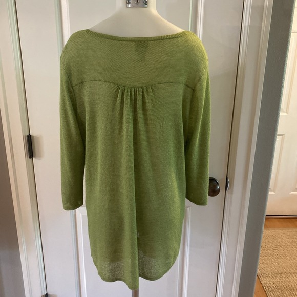 Chicos‎ Womens Sweater Size 2 / L High Low Hem Open Knit Green Lightweight - Picture 6 of 10